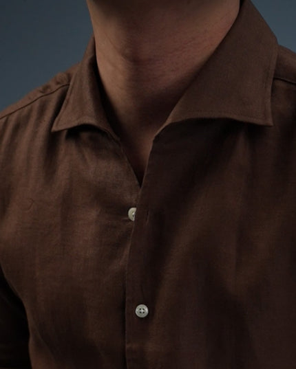 Linen One-piece Collar Business Casual Men's Breathable Long Sleeves Shirt