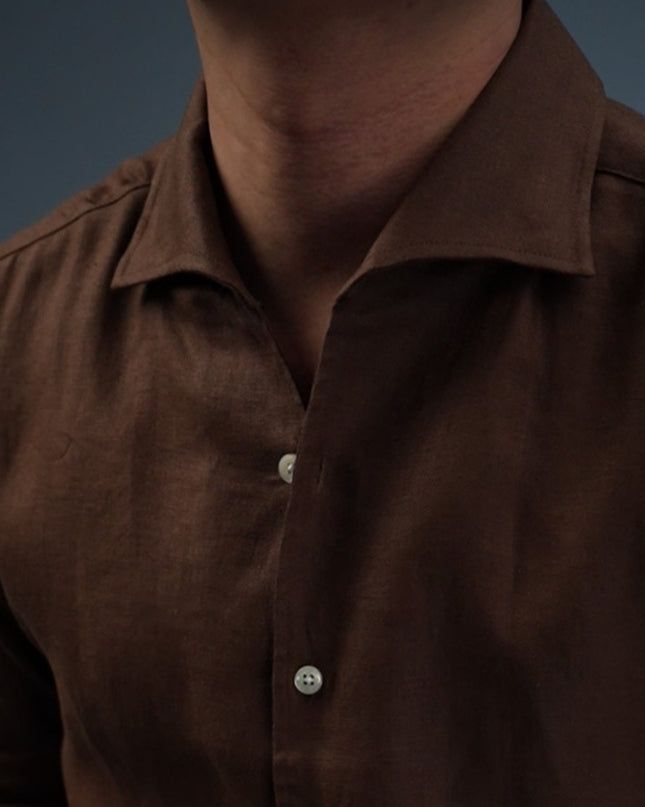 Linen One-piece Collar Business Casual Men's Breathable Long Sleeves Shirt