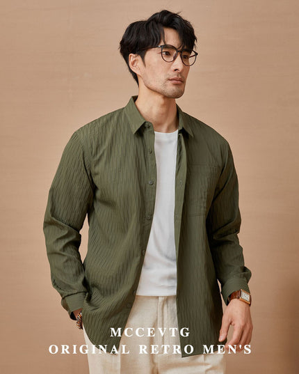 Boys Autumn Leisure Retro Loose-fitting Solid Color Long Sleeves Pleated Shirt