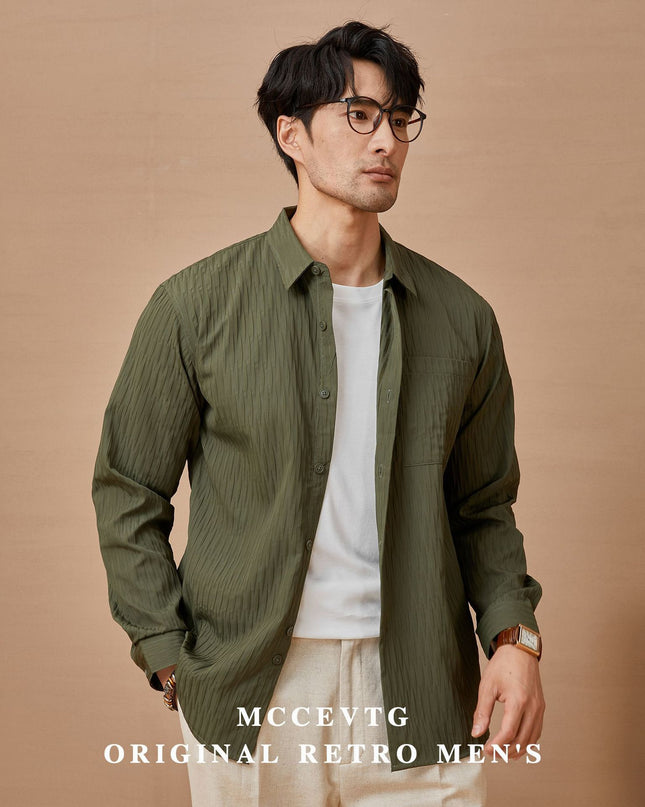 Boys Autumn Leisure Retro Loose-fitting Solid Color Long Sleeves Pleated Shirt