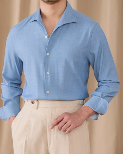 British Men Draping Anti-wrinkle One-piece Collar Casual Long-sleeved Shirt