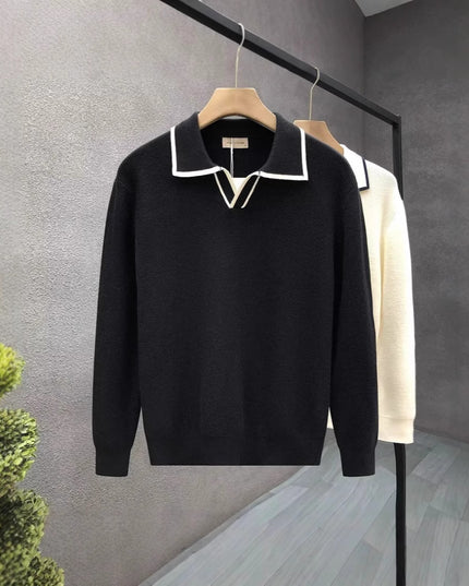 Lightly Mature Casual Polo Collar Sweater Men