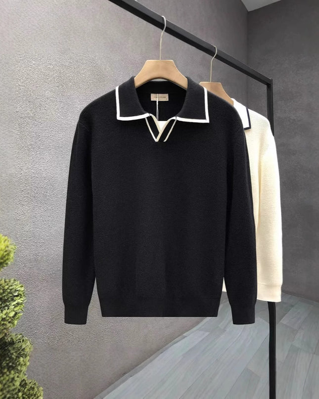 Lightly Mature Casual Polo Collar Sweater Men