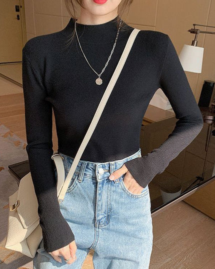 Inner Knitted Bottoming Shirt Slim Fit Slimming Long Sleeves Versatile Western Style Top