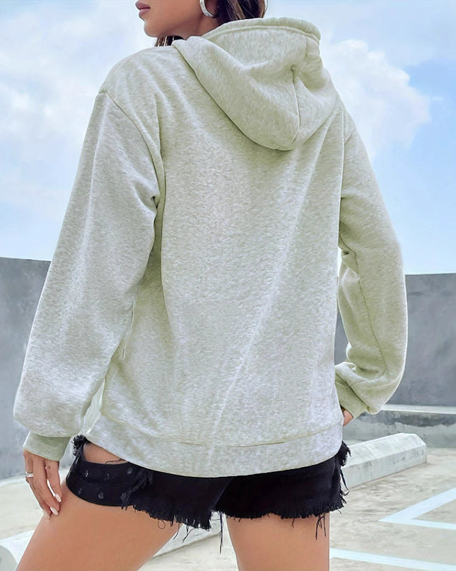 Casual Long Sleeved Printed Kangaroo Pocket Hoodie