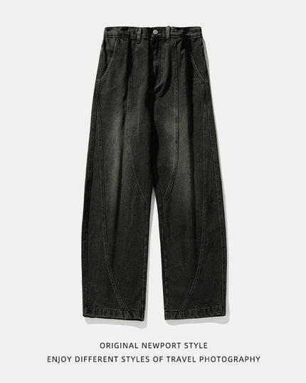 Washed Distressed Split Design Machete Jeans