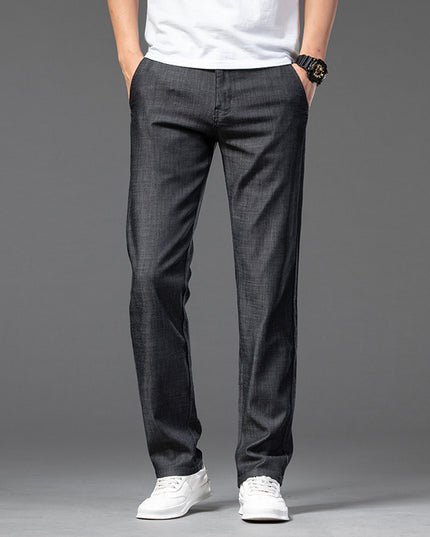 High-end Lyocell Jeans Men's Thin Straight