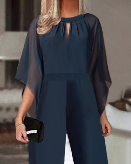 Women's Solid Color Short-sleeved Fashion Jumpsuit