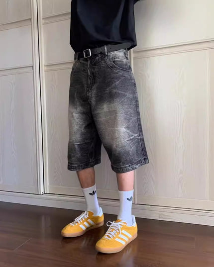 Loose Casual Straight-leg Washed Do The Old Cowboy Shorts Men