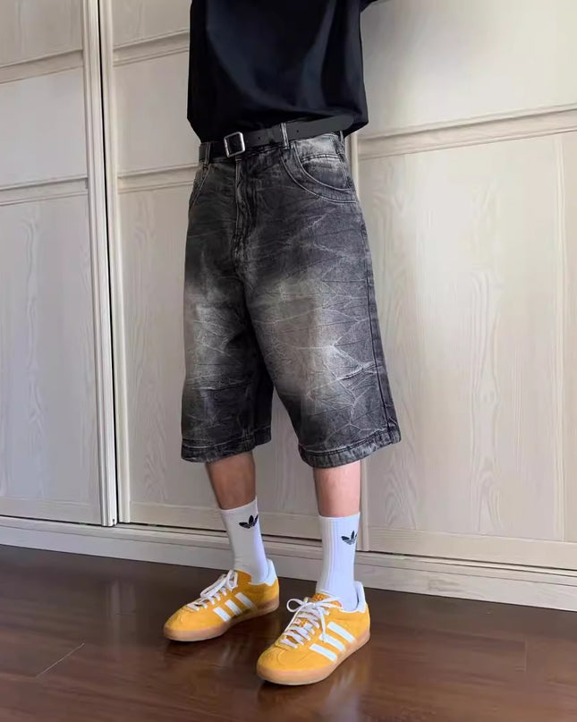 Loose Casual Straight-leg Washed Do The Old Cowboy Shorts Men