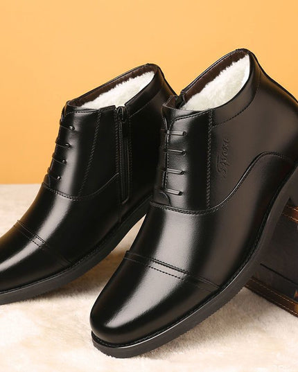 Winter Real Leather With Fleece Lining Men's Cotton Shoes