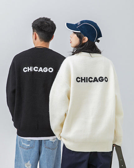 Men's New Back Letter Embroidered Sweater