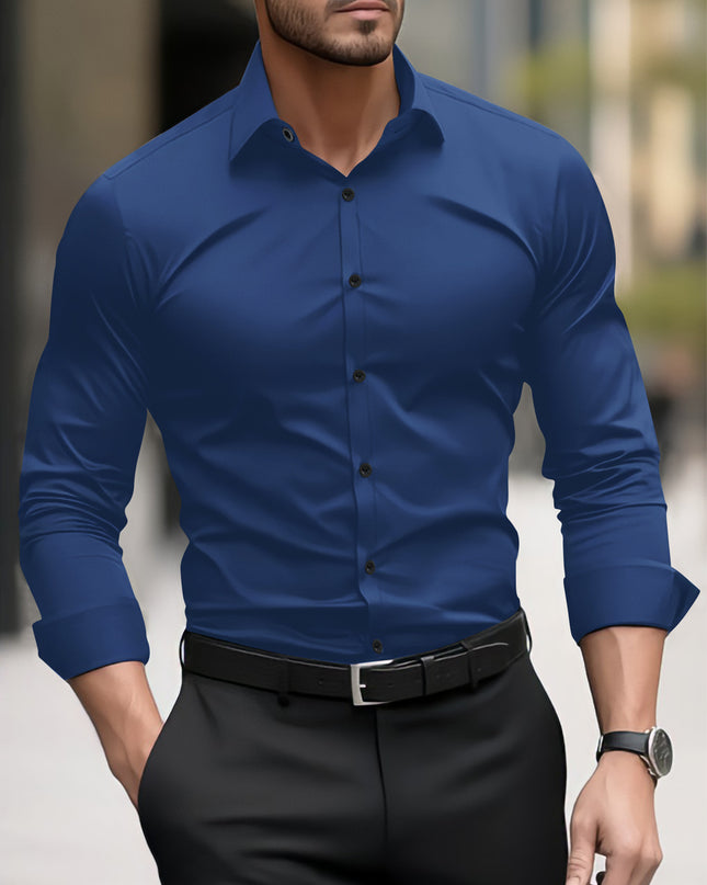 Men's Pigment Business Casual Long Sleeve Shirt