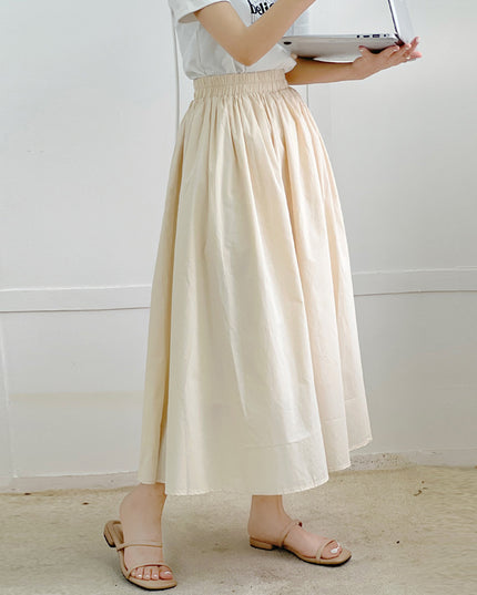 Skirt Pure Cotton Flared Pleated Swing