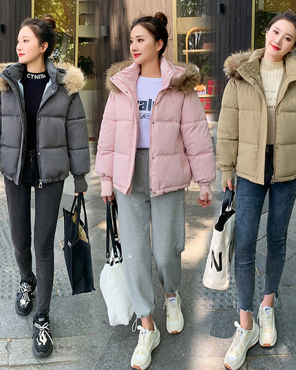 Loose Hooded Gloves Thickened Thermal Quilted Jacket Coat For Women
