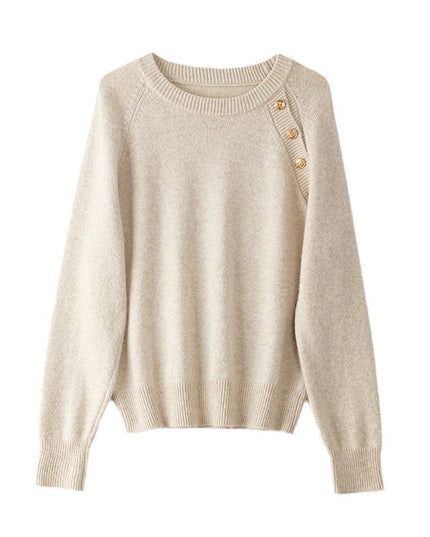 French Style Gold Buckle Design Sense Lazy And Loose Knitwear Sweater
