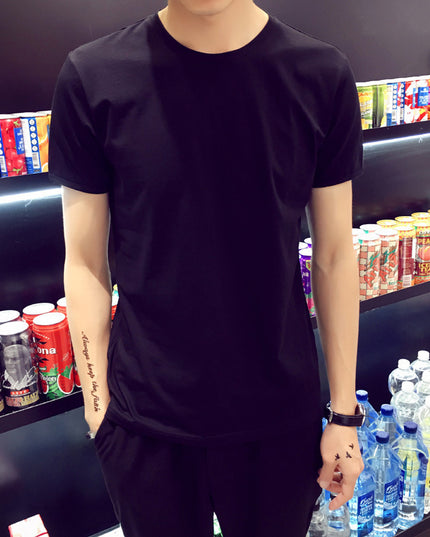 Summer Top Slim Color Men's Bottoming Shirt Half Sleeve