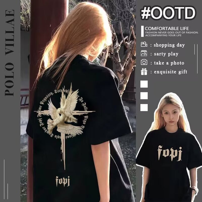 Women's Simple Printed Loose Short Sleeve