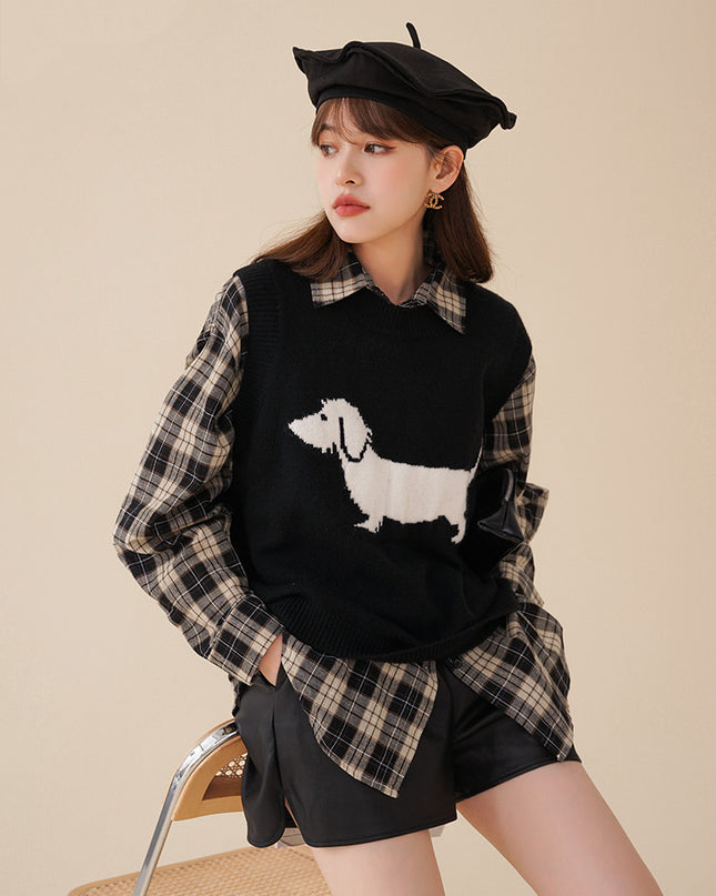 Loose ThinVersatile Long-sleeved Design Niche Plaid