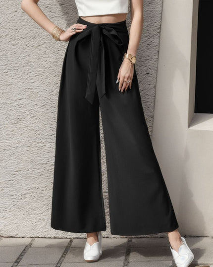 European And American Trousers Lace Up Commute Style High Waist