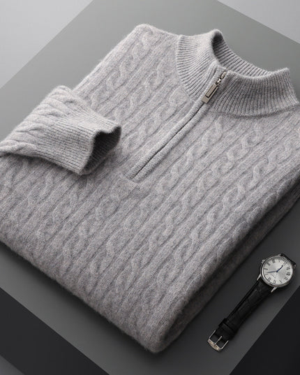 Pure Wool Sweater Men's Half-high Collar Pullover