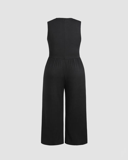Women's Fashion Casual Pure Color All-matching Jumpsuit