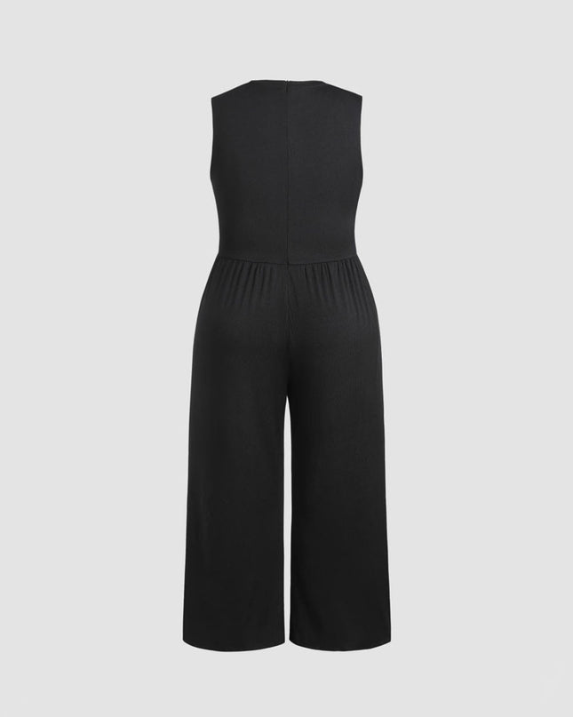 Women's Fashion Casual Pure Color All-matching Jumpsuit