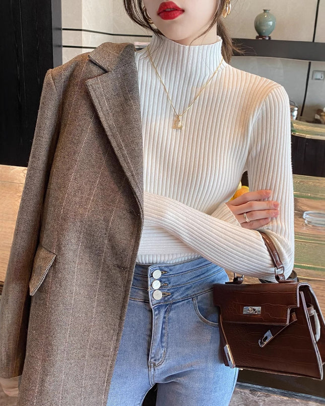 Half Turtleneck Knitted Sweater Women's Bottoming Shirt Women's Autumn And Winter