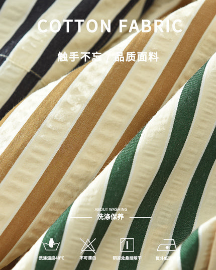 Vertical Striped Long-sleeved Shirt Loose