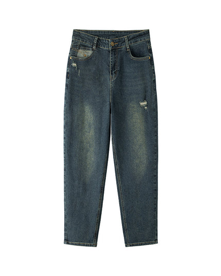 Water Washed Hole Harem Jeans Women