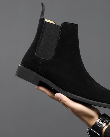 Boots Pointed Toe British Martin Boots Men's Nubuck Leather High-top Ankle Boots