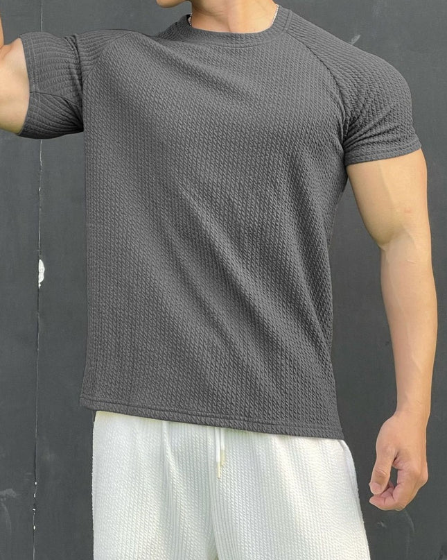 Summer Men's Snake Pattern Short Sleeve Solid Color Casual T-shirt