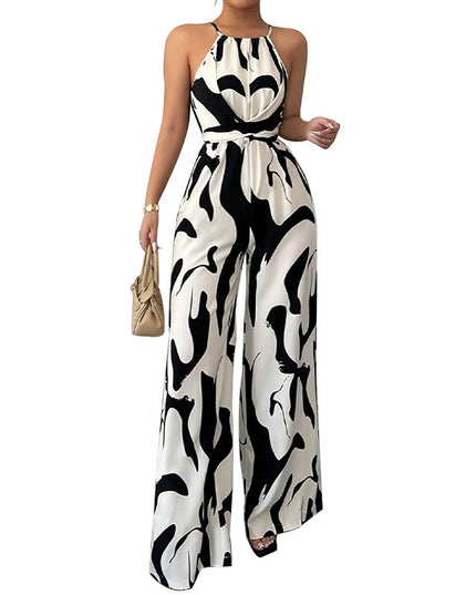 Women's Fashion Zebra Print Suspender Jumpsuit
