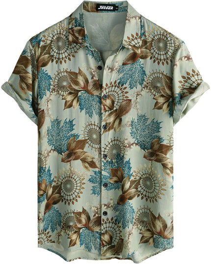 Hawaiian Printing Lapel Short Sleeve Shirt