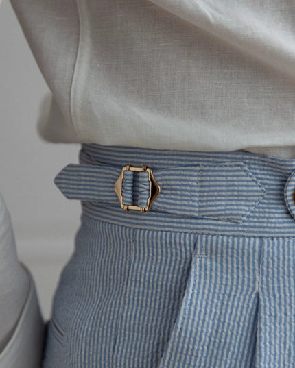 Summer Men's Suit Pants High Waist Straight