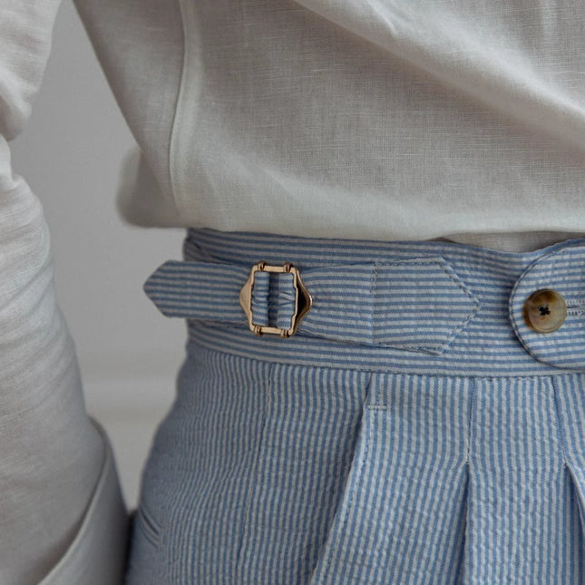 Summer Men's Suit Pants High Waist Straight