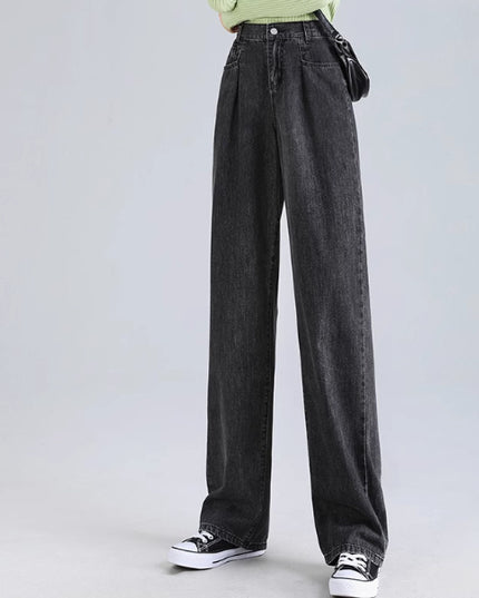 Straight High Waist Draped Casual Wide-leg Pants