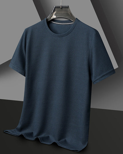 Summer Solid Color Men's Polyester Round Neck T-shirt