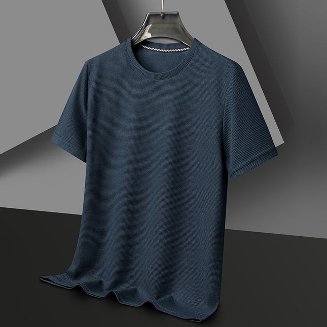 Summer Solid Color Men's Polyester Round Neck T-shirt