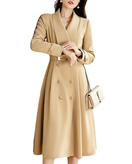 Spring And Autumn Elegant Khaki Women's Mid-length Fashionable High-grade Coat