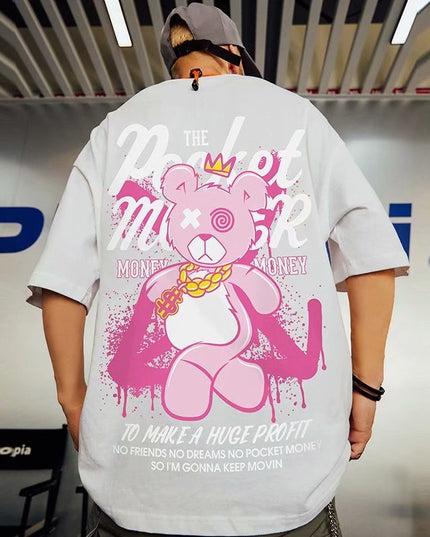 Bear Large Size Short Sleeve T-shirt Men's Trendy Brand