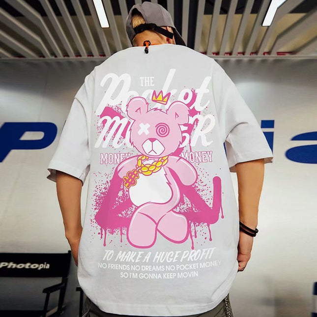 Bear Large Size Short Sleeve T-shirt Men's Trendy Brand