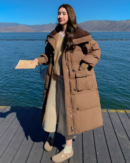 Below The Knee Korean Style Fashion Loose Cotton Coat