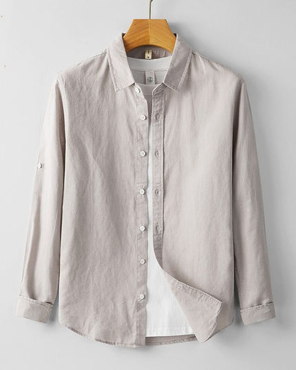 Summer Men's Cotton And Linen Casual Long Sleeve Shirt Thin
