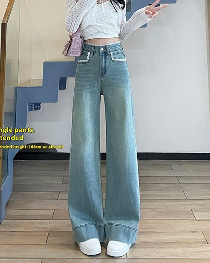Women's Lace-trim Wide-leg Jeans