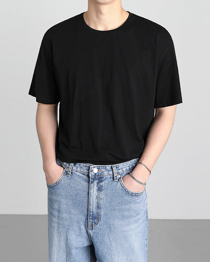 Men's Summer Loose Solid Color Round Neck Short Sleeve T-Shirt