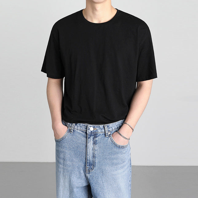 Men's Summer Loose Solid Color Round Neck Short Sleeve T-Shirt