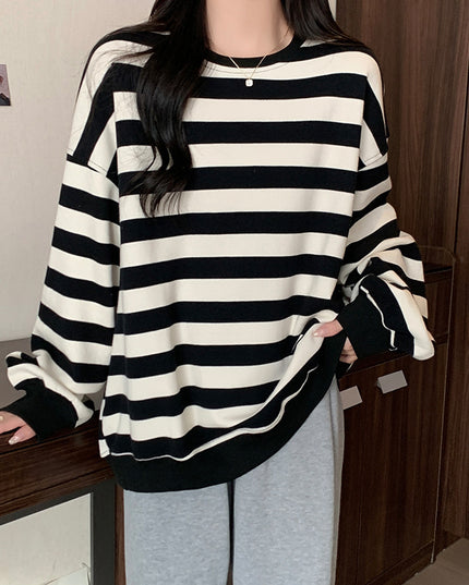 Retro Printed Crew Neck Sweatshirt Women