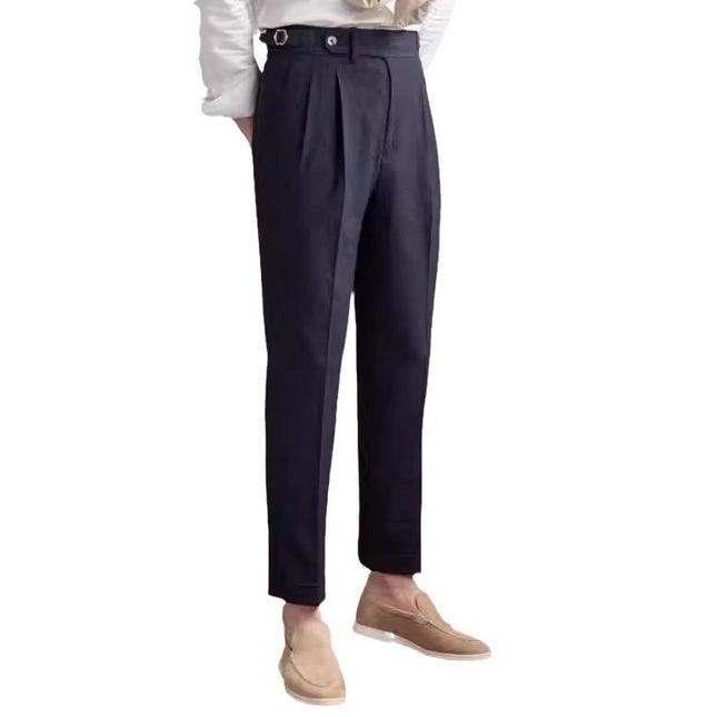 Men's High Waist Straight Casual British Retro Easy Matching Trousers