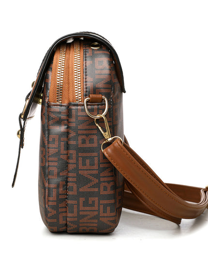 Soft Leather Retro Printed Mini Crossbody Bag